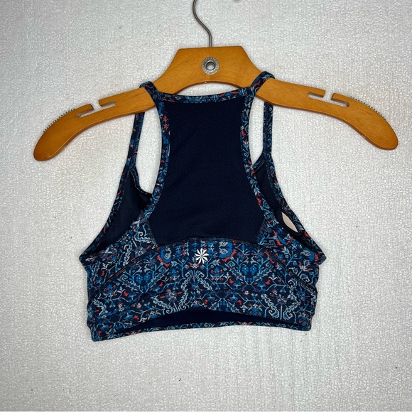 Athleta Blue Paisley Floral Print Racerback Padded Sports Bra Size XS - Picture 6 of 7